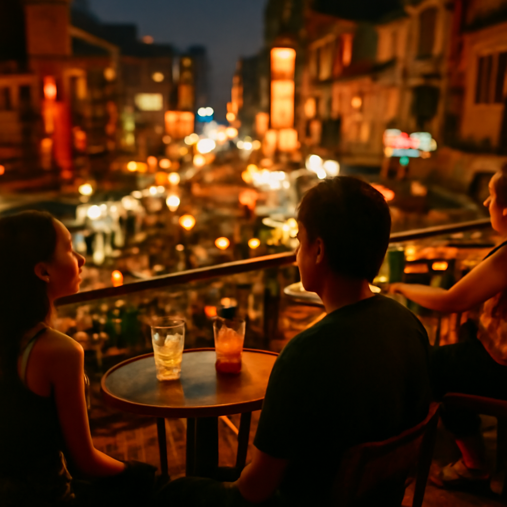 Rooftop Bars Overlooking Khaosan Night Scene