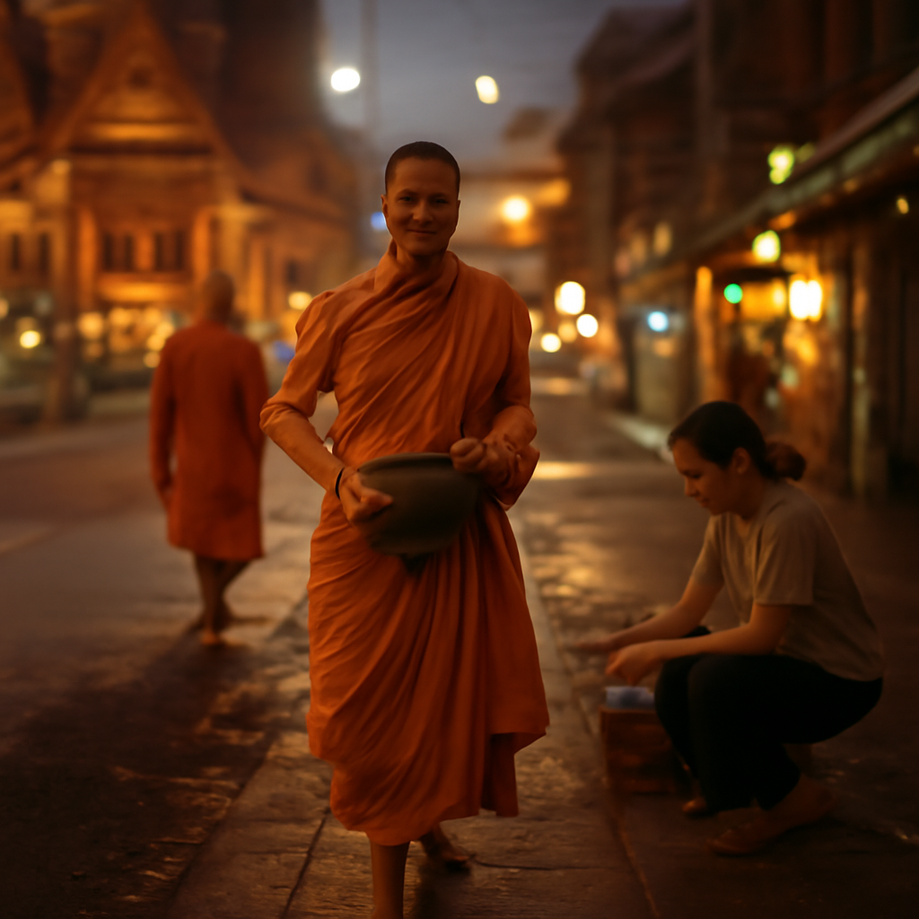 Wat Chana Songkhram Monk Routines at Dawn